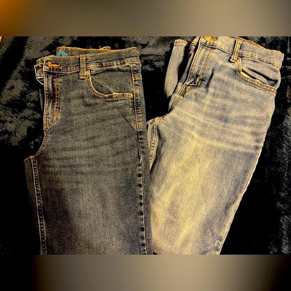 Thereabouts Set of 2 Boy’s Medium Light Wash Denim Stretch Jeans 16 Husky